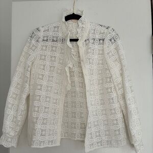 Sezane- CHLO SHIRT, Ecru guipure lace, Size 4